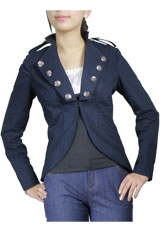 Cut Out Military Blazer Jacket - Navy